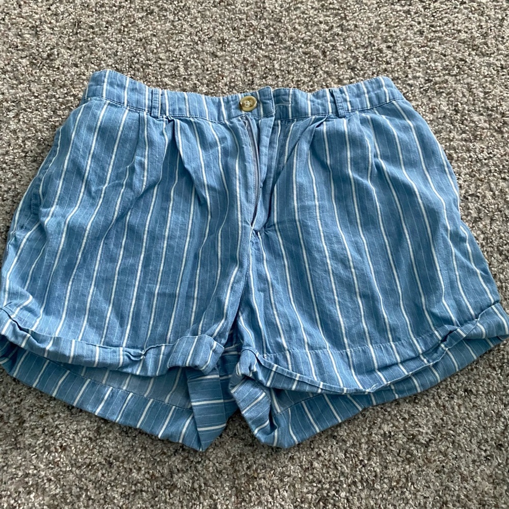 Blue and White Stripped Fitted Shorts from Forever21